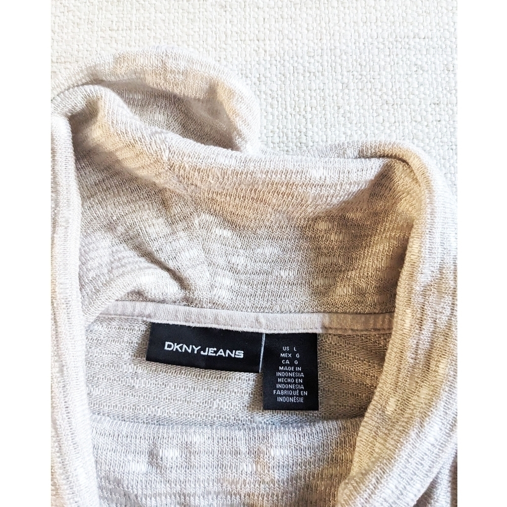 DKNY Jeans Cowl Neck Tunic Sweater Beige Large - Picture 5 of 5